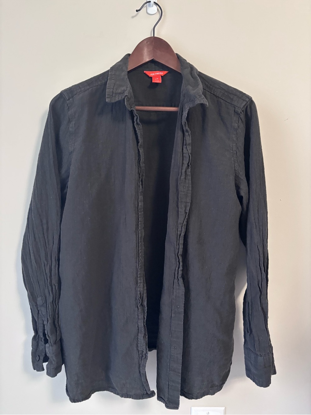 Joe Fresh Black Open-Front Button-Down Shirt
